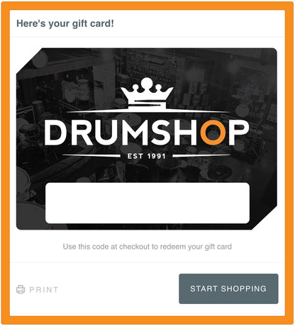 DRUM SHOP GIFT VOUCHER - £10