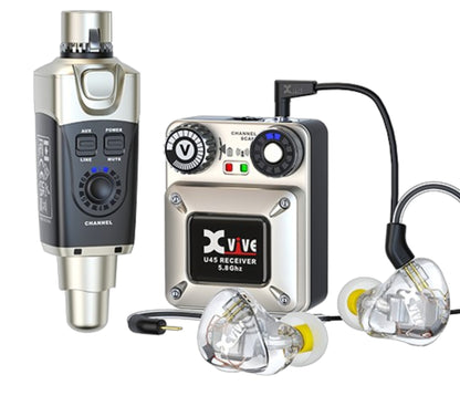 XVIVE U45T9 wireless in-ear monitor bundle with transmitter, receiver and clear T9 earphones