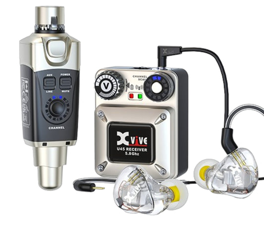 XVIVE U45T9 wireless in-ear monitor bundle with transmitter, receiver and clear T9 earphones