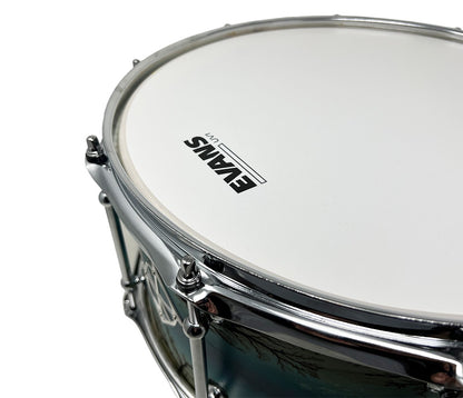 ZackGrooves Signed Dixon Artisan 14" x 6.5" Ash Snare Drum in Enchanted Electric Blue Burst