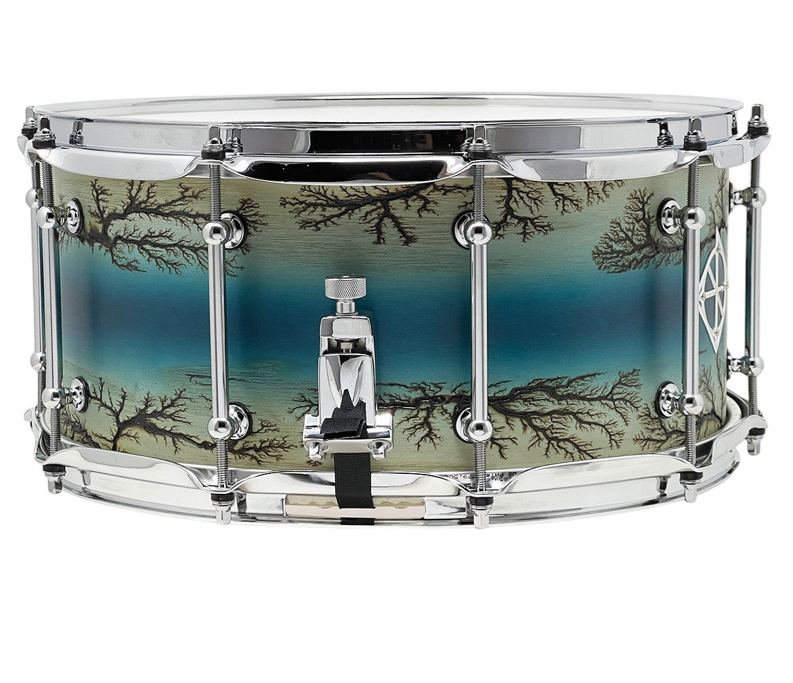 ZackGrooves Signed Dixon Artisan 14" x 6.5" Ash Snare Drum in Enchanted Electric Blue Burst