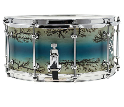 ZackGrooves Signed Dixon Artisan 14" x 6.5" Ash Snare Drum in Enchanted Electric Blue Burst