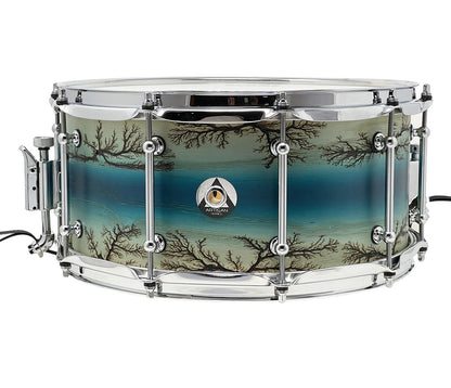 ZackGrooves Signed Dixon Artisan 14" x 6.5" Ash Snare Drum in Enchanted Electric Blue Burst