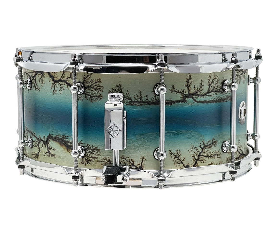 ZackGrooves Signed Dixon Artisan 14" x 6.5" Ash Snare Drum in Enchanted Electric Blue Burst