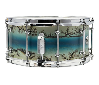 ZackGrooves Signed Dixon Artisan 14" x 6.5" Ash Snare Drum in Enchanted Electric Blue Burst