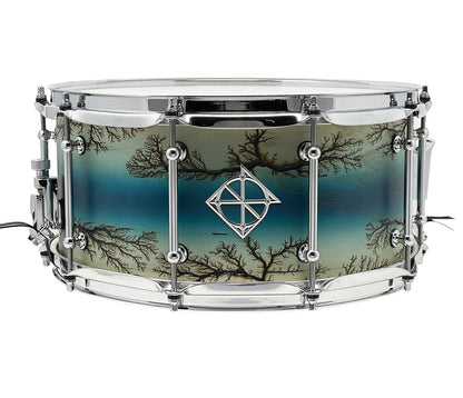 ZackGrooves Signed Dixon Artisan 14" x 6.5" Ash Snare Drum in Enchanted Electric Blue Burst