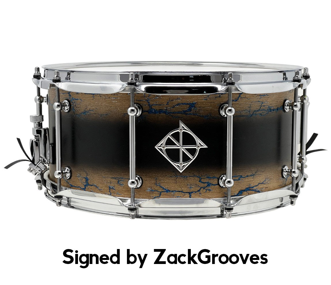 ZackGrooves Signed Dixon Artisan 14" x 6.5" Ash Snare Drum in Celestial Black Burst