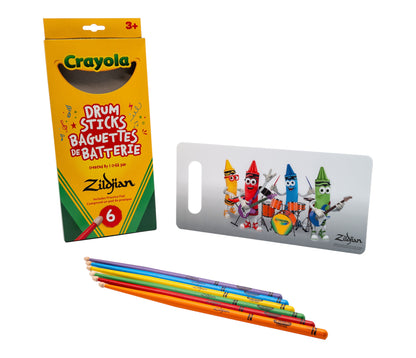 Zildjian x Crayola 6 Multi Colour Drumsticks & Pad