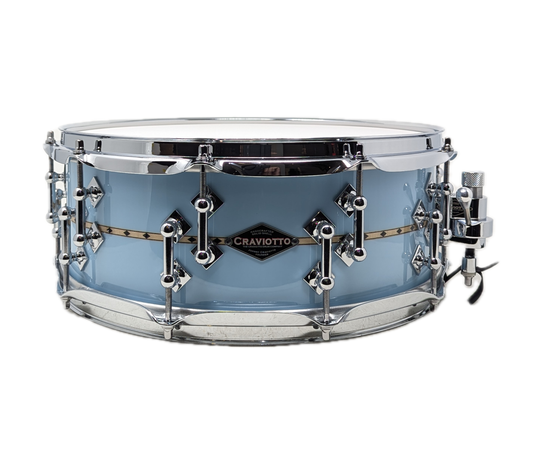 Craviotto Custom Shop 14" x 5.5" Maple Snare Drum in Solid Baby Blue with Maple Inlay