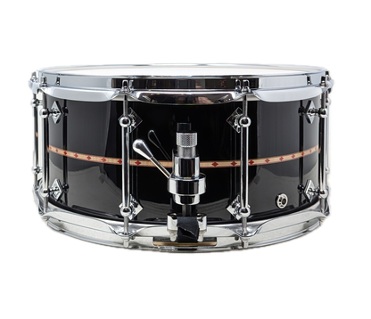 Craviotto Custom Shop 14" x 6.5" Maple Snare Drum in Gloss Black with Red Diamond Inlay