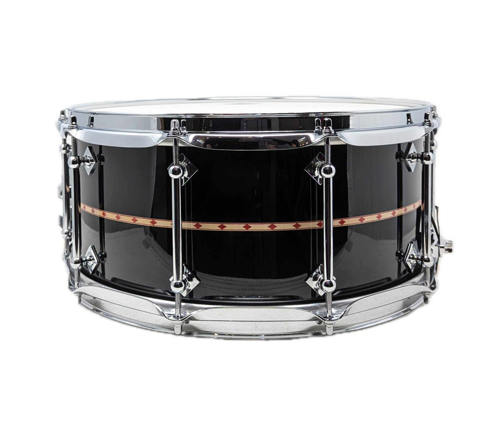 Craviotto Custom Shop 14" x 6.5" Maple Snare Drum in Gloss Black with Red Diamond Inlay