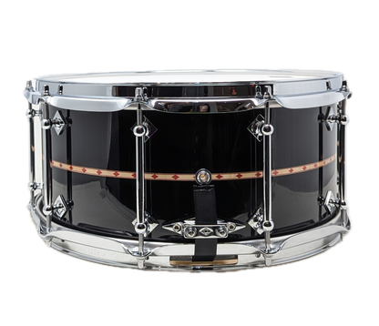 Craviotto Custom Shop 14" x 6.5" Maple Snare Drum in Gloss Black with Red Diamond Inlay