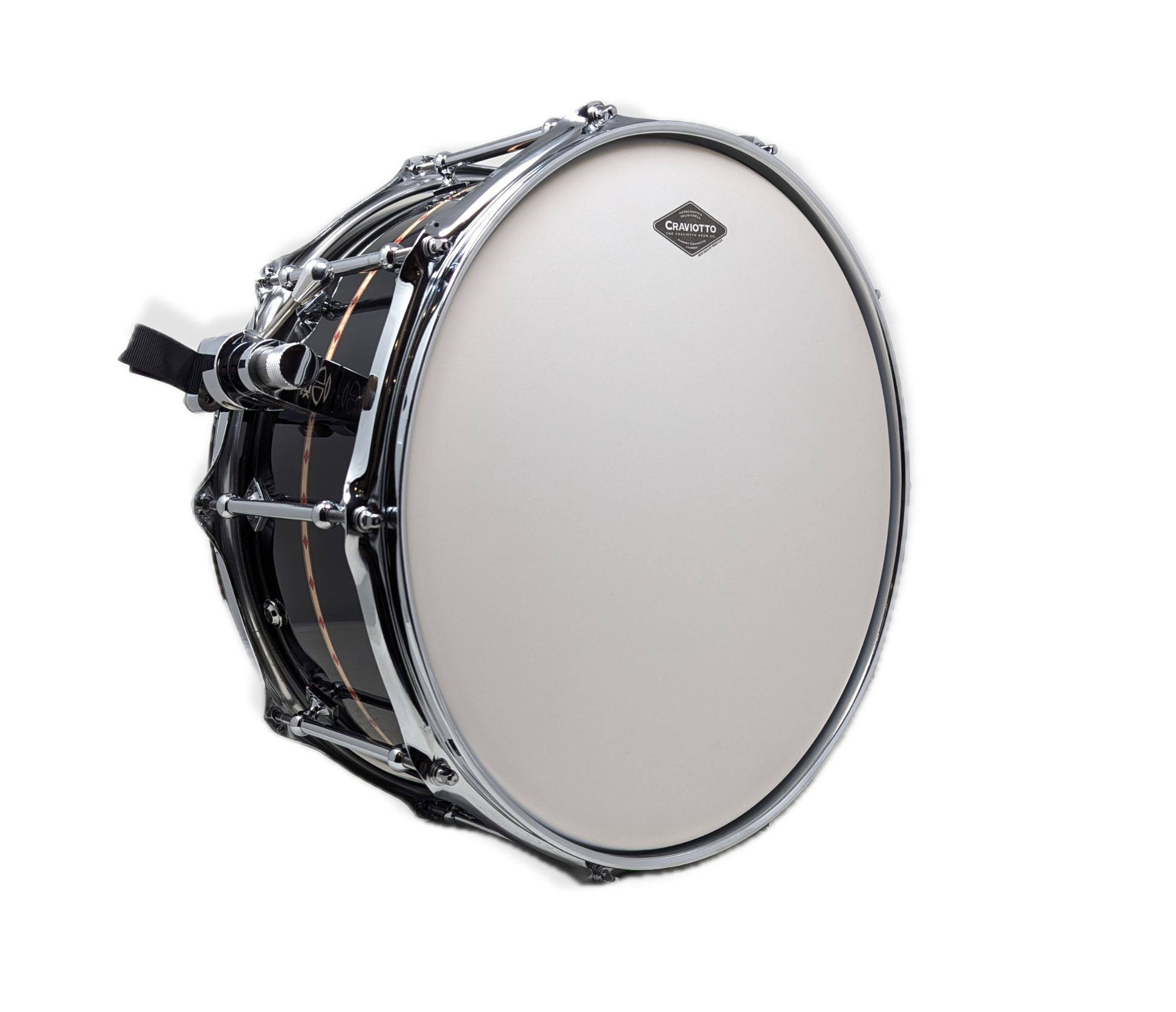 Craviotto Custom Shop 14" x 6.5" Maple Snare Drum in Gloss Black with Red Diamond Inlay