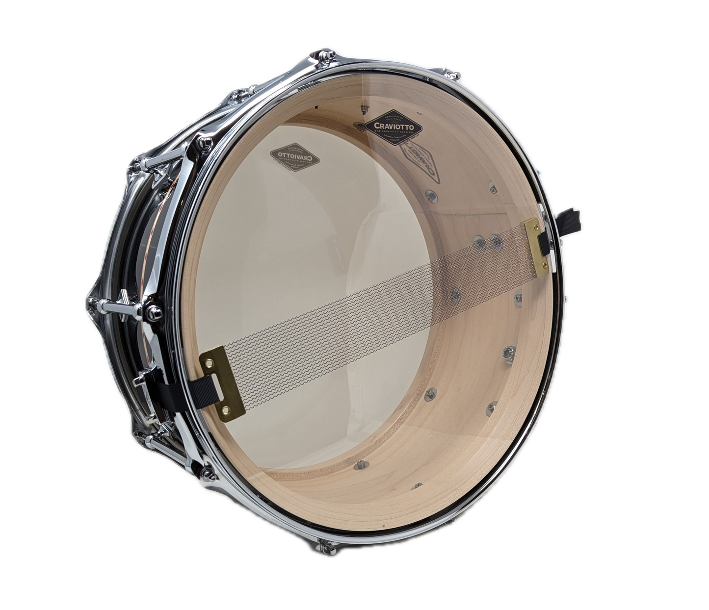 Craviotto Custom Shop 14" x 6.5" Maple Snare Drum in Gloss Black with Red Diamond Inlay