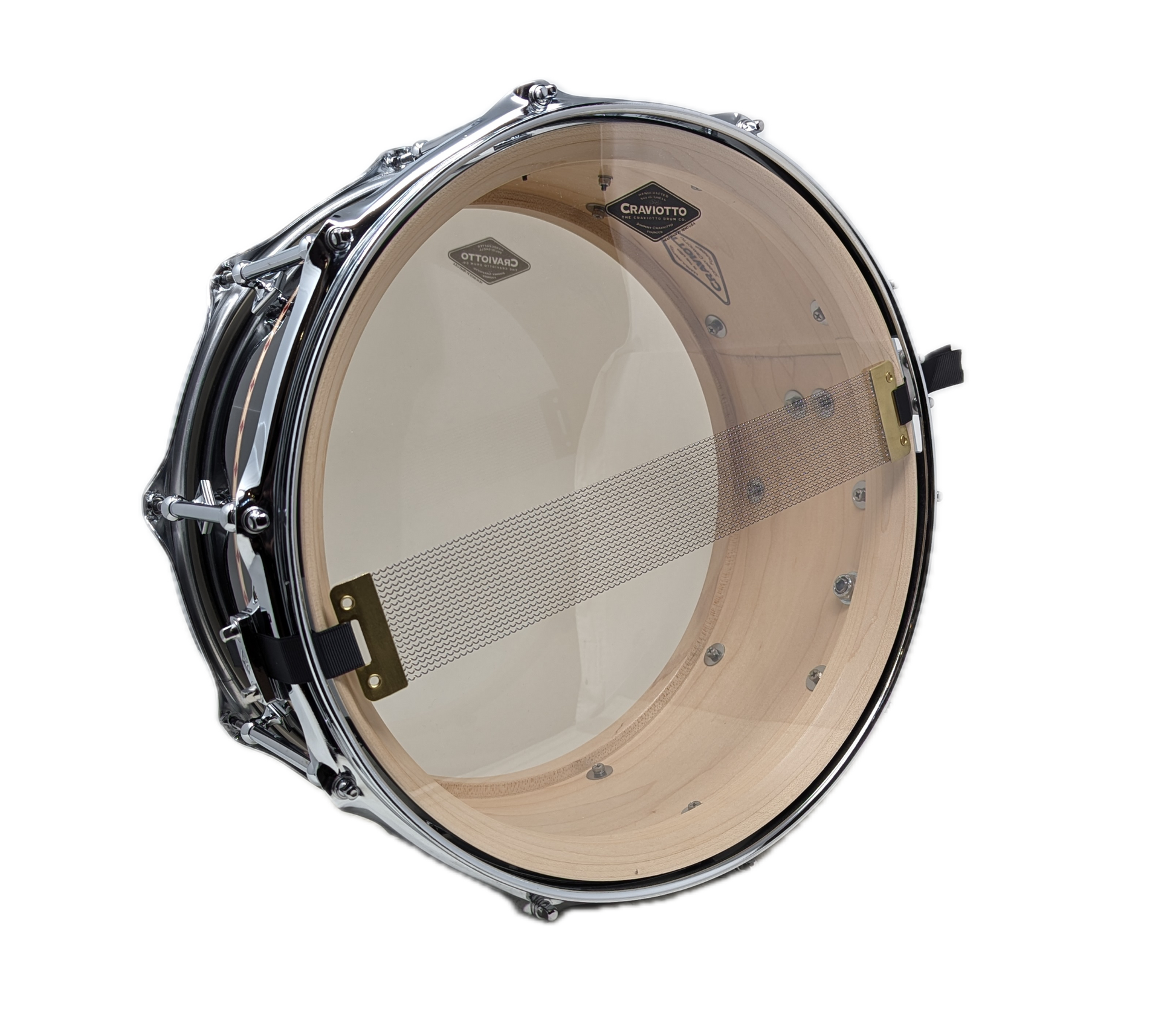 Craviotto Custom Shop 14" x 6.5" Maple Snare Drum in Gloss Black with Red Diamond Inlay