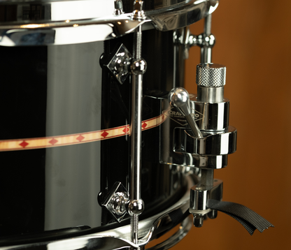 Craviotto Custom Shop 14" x 6.5" Maple Snare Drum in Gloss Black with Red Diamond Inlay