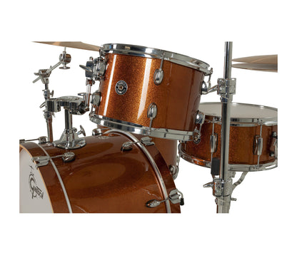 Gretsch Catalina Club Bronze Sparkle rack tom, floor tom and bass drum detail