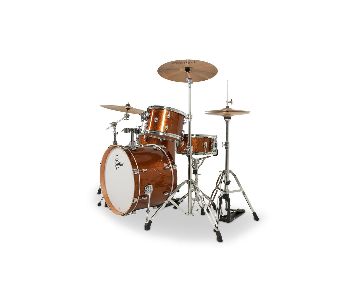 Gretsch Catalina Club 22-inch Bronze Sparkle drum kit – angled view