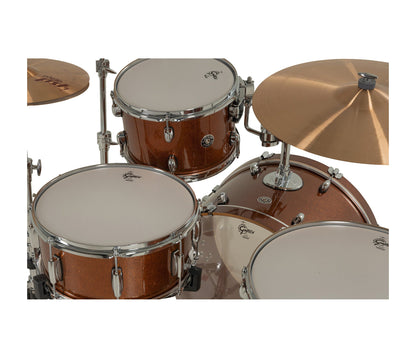 Gretsch Catalina Club Bronze Sparkle shells and Remo drumheads detail