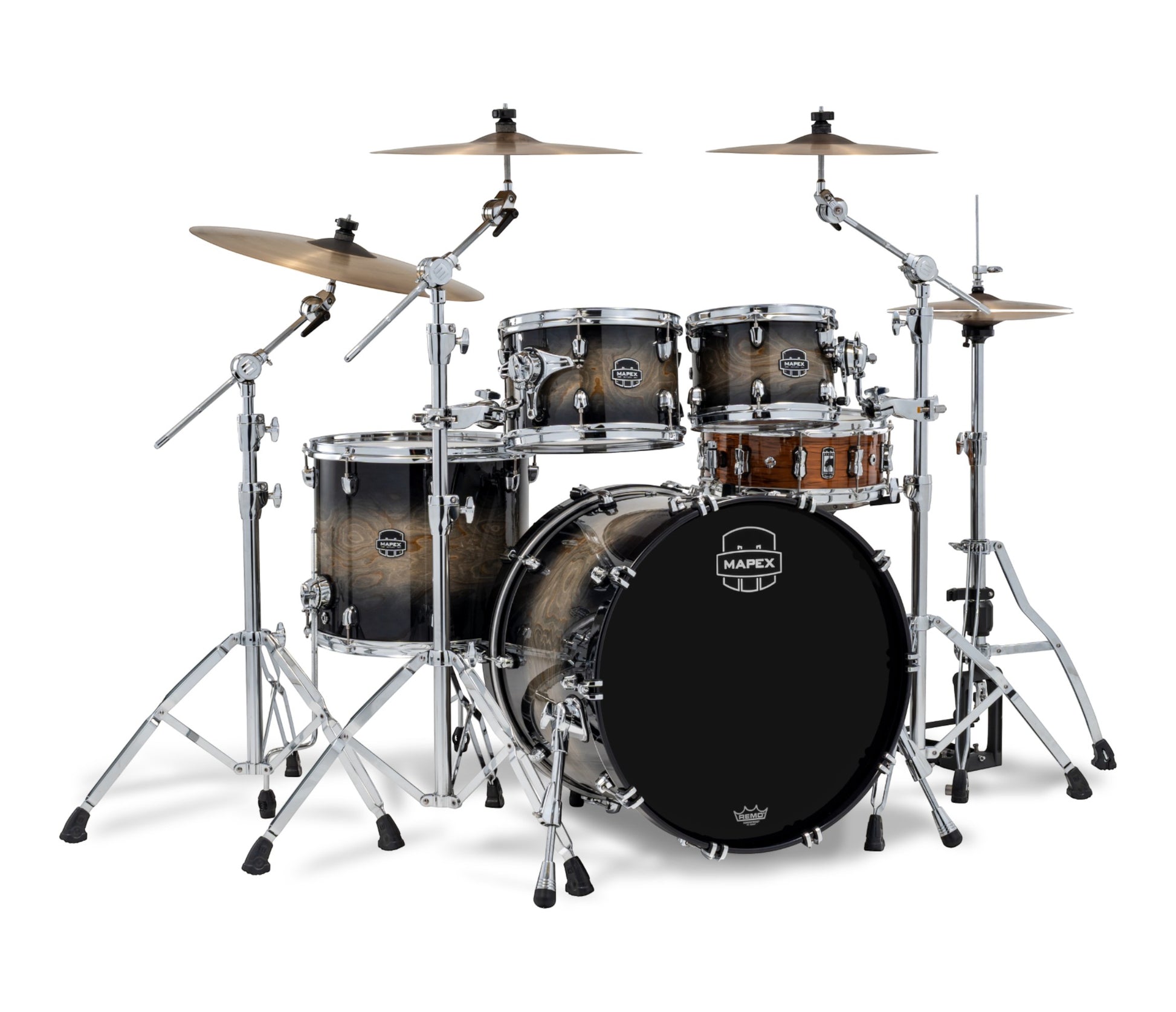 Mapex Saturn VI 22" 4-Piece Fast Rock Shell Pack in Black Ink Burst