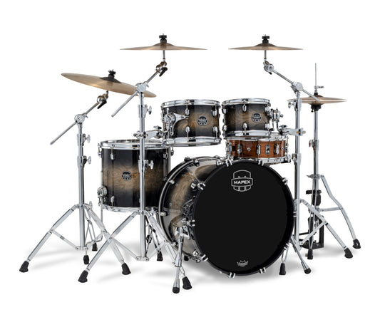 Mapex Saturn VI 22" 4-Piece Fast Rock Shell Pack in Black Ink Burst