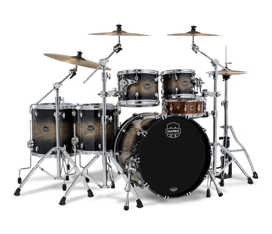 Mapex Saturn VI 22" 5-Piece Studioease Shell Pack in Black Ink Burst