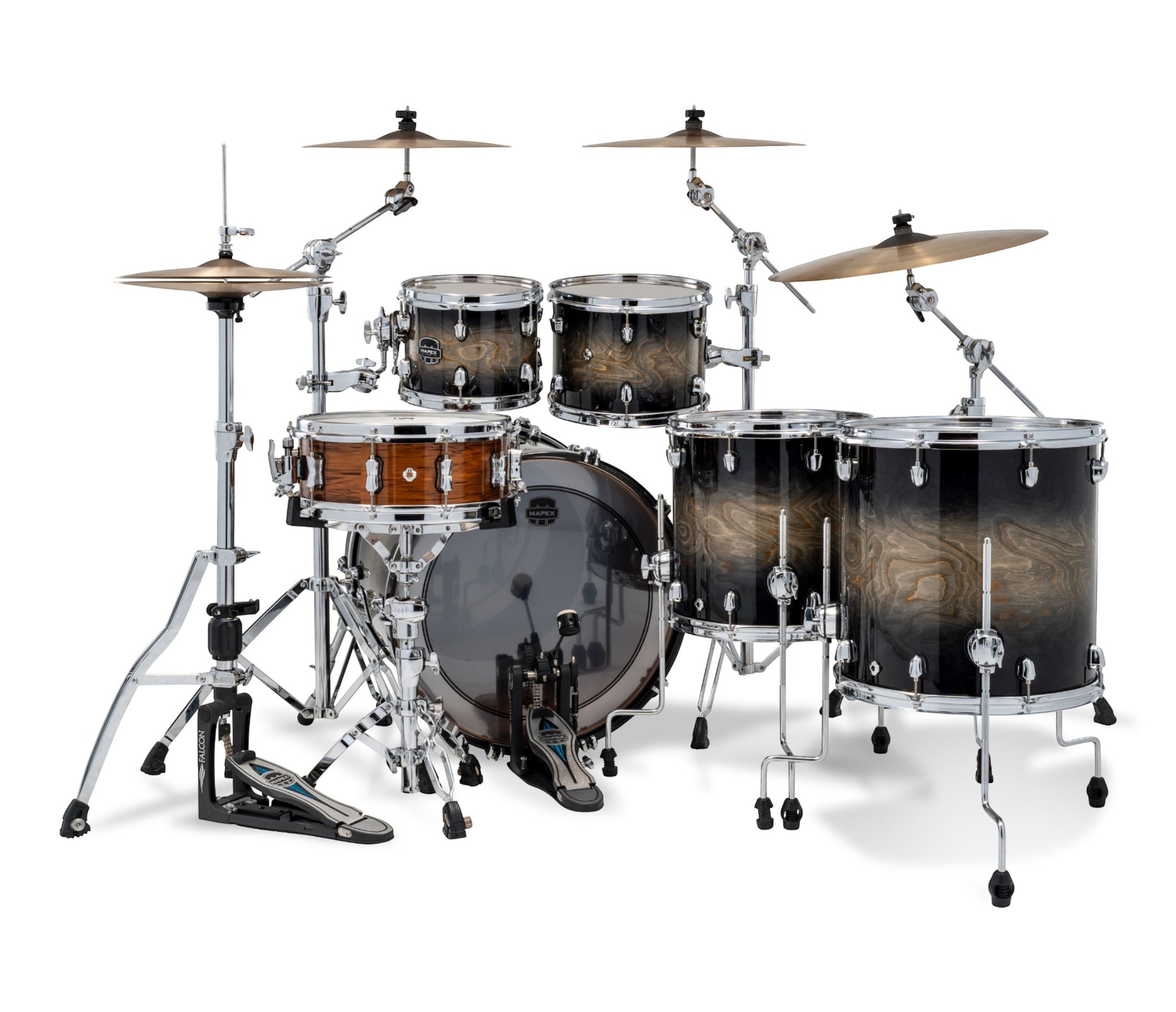 Mapex Saturn VI 22" 5-Piece Studioease Shell Pack in Black Ink Burst