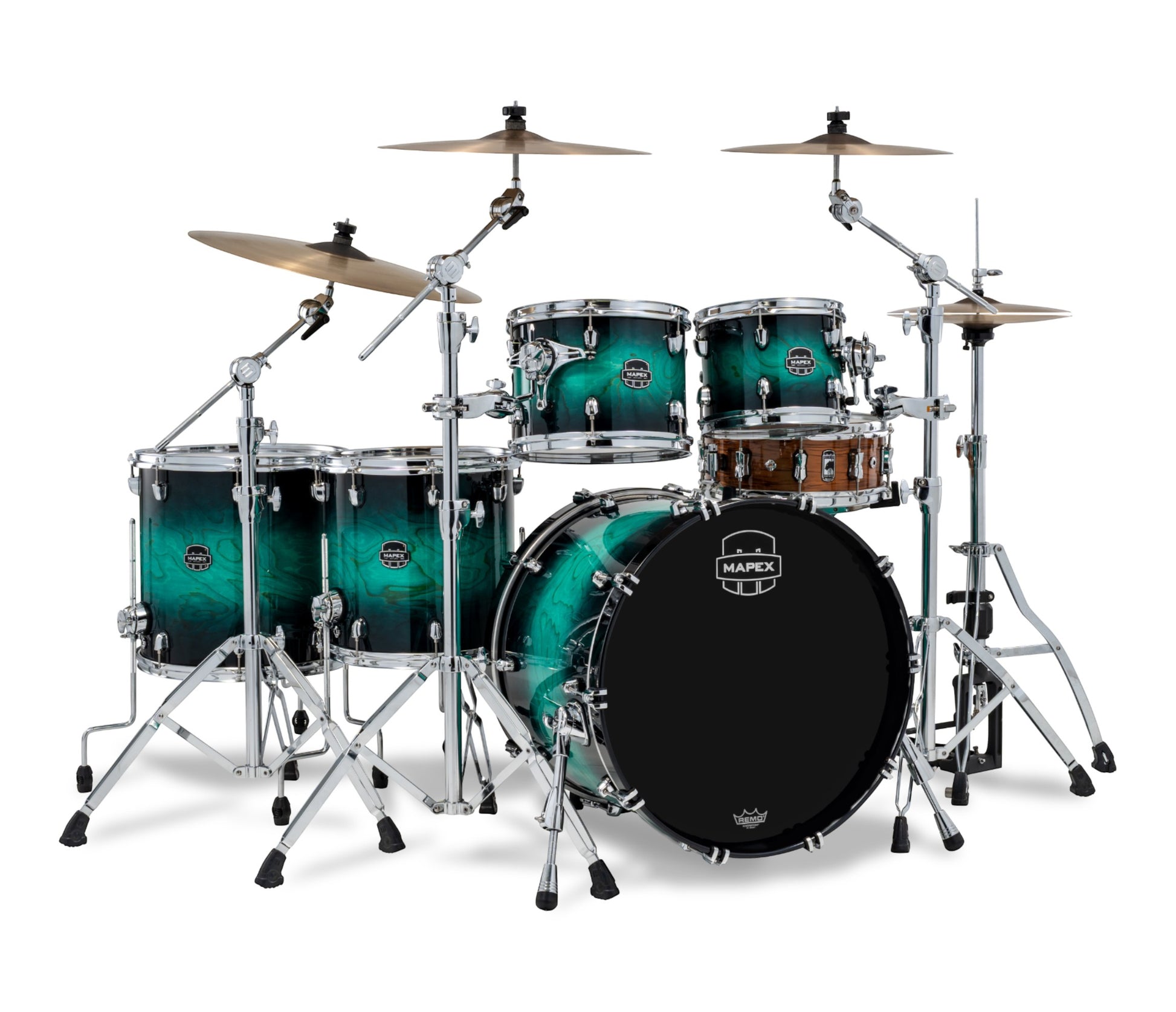 Mapex Saturn VI 22" 5-Piece Studioease Shell Pack in Marine Teal Burst