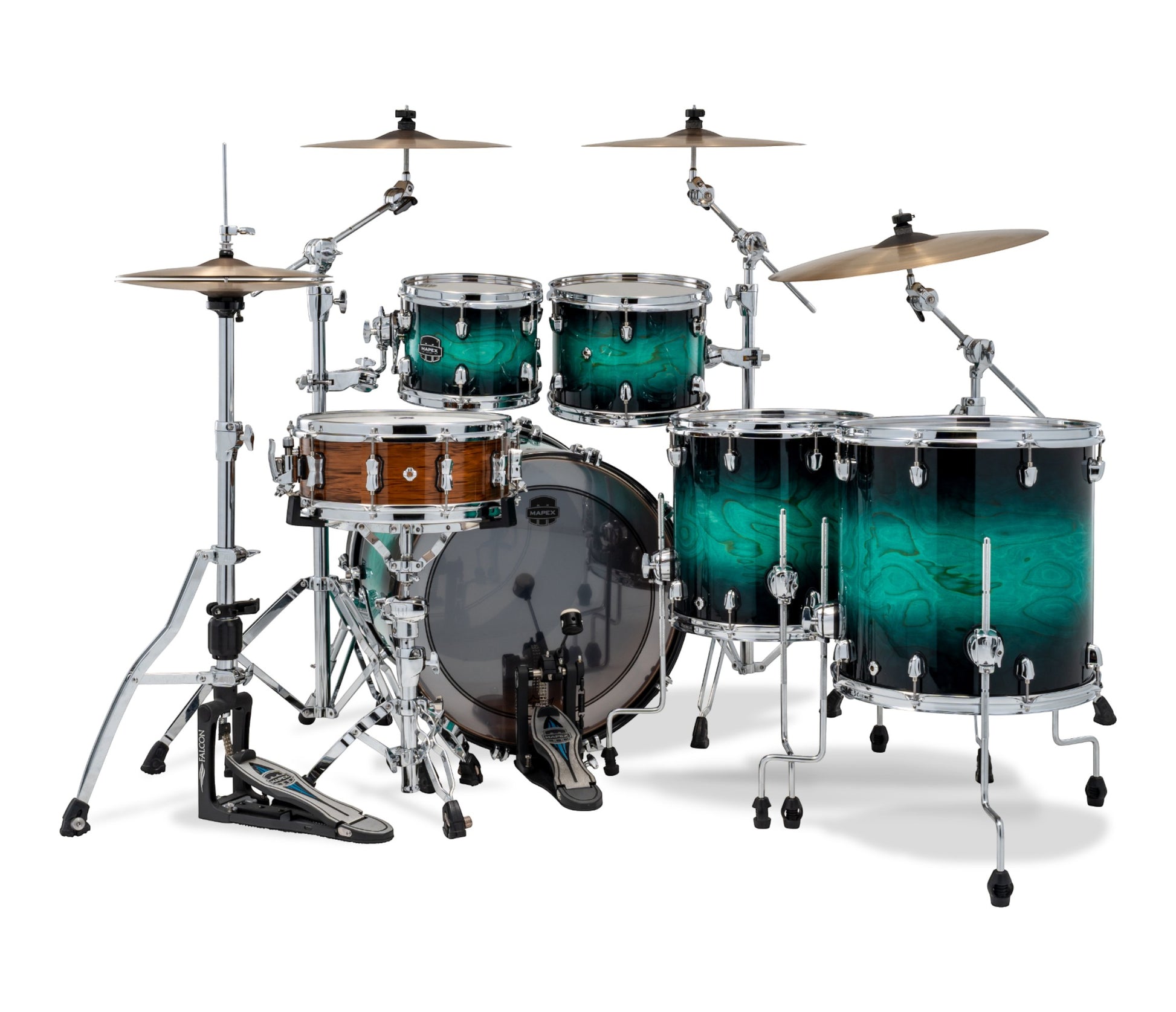Mapex Saturn VI 22" 5-Piece Studioease Shell Pack in Marine Teal Burst