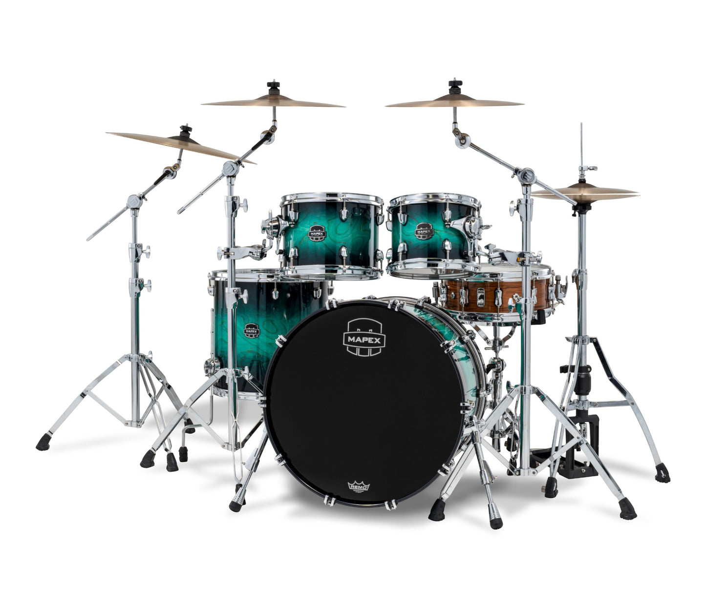 Mapex Saturn VI 4-Piece 22" Rock Shell Pack in Marine Teal Burst