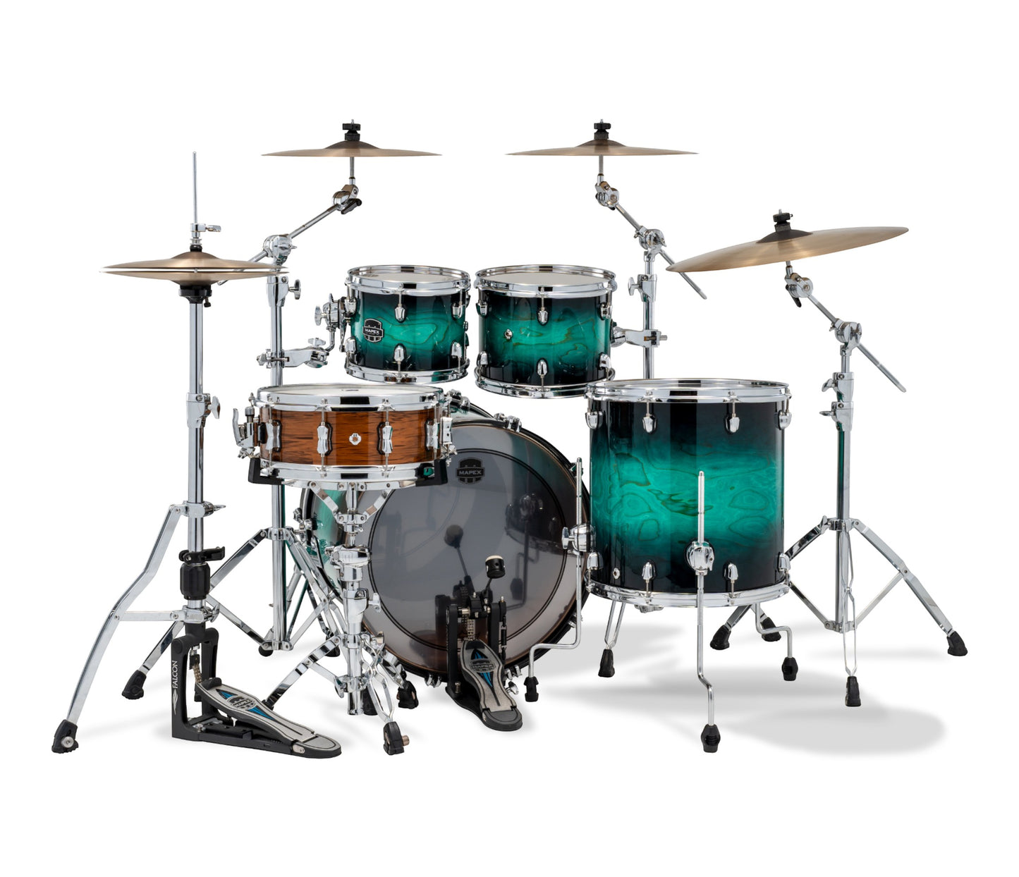 Mapex Saturn VI 4-Piece 22" Rock Shell Pack in Marine Teal Burst