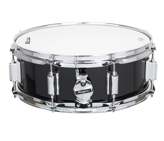 Rogers Powertone 14" x 5" Wood Shell Snare Drum in Piano Black w/Beavertail Lugs
