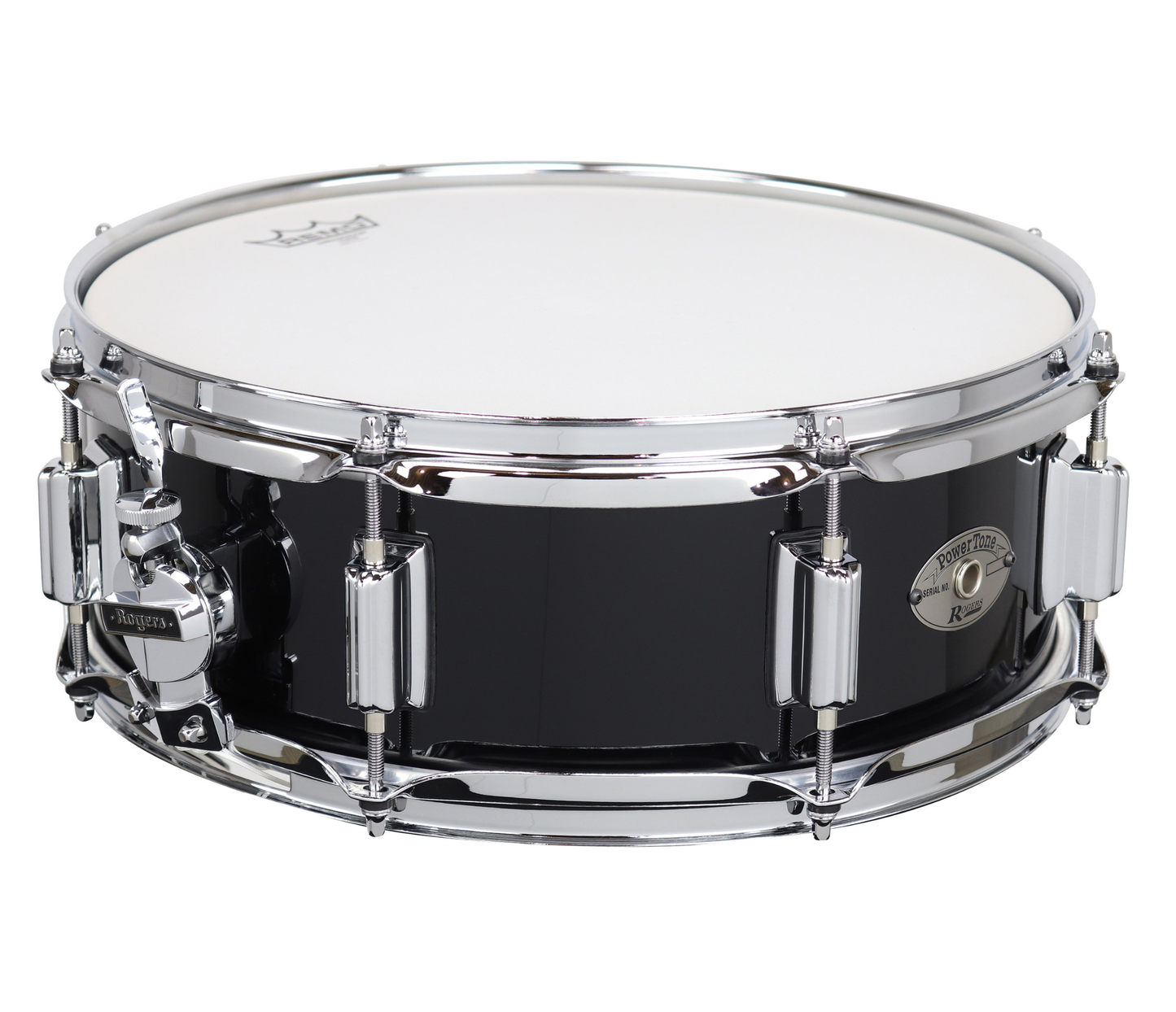 Rogers Powertone 14" x 5" Wood Shell Snare Drum in Piano Black w/Beavertail Lugs