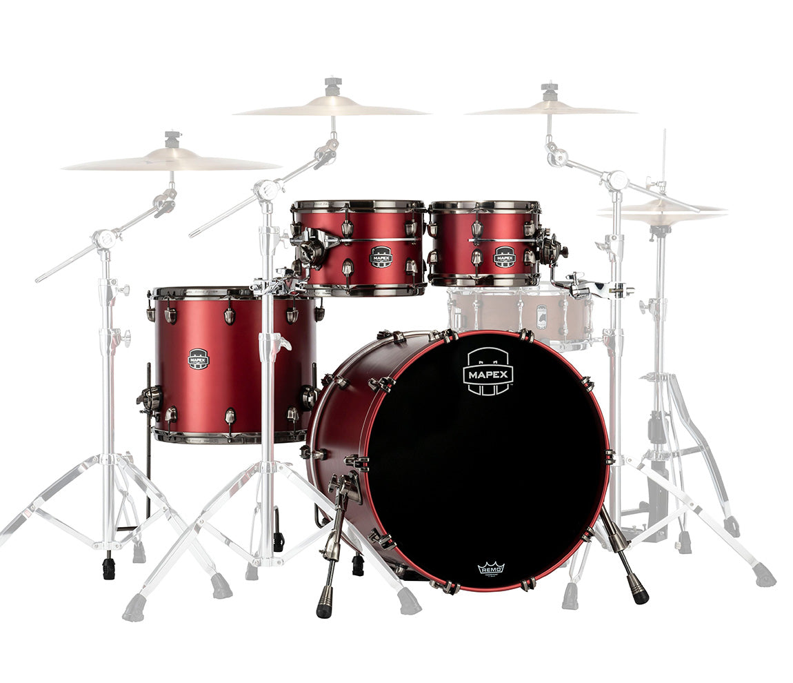 Mapex Saturn Evolution Birch/Walnut Blend 4-Piece Shell Pack In Tuscan Red