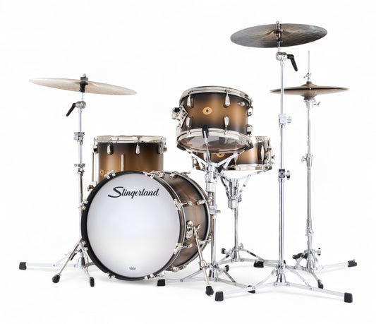 Slingerland Radio King 18" 4-Piece Shell Pack w/ Snare in Black & Gold Lacquer 18/12/14/5.5sn