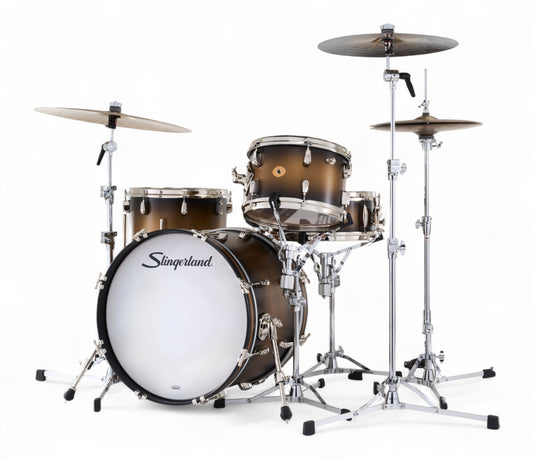 Slingerland Radio King 20" 4-Piece Shell Pack w/ Snare in Black & Gold Lacquer 20/12/14/5.5sn