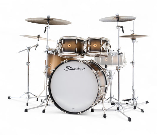 Slingerland Radio King 22" 4-Piece Shell Pack in Black & Gold Lacquer 22/10/12/16