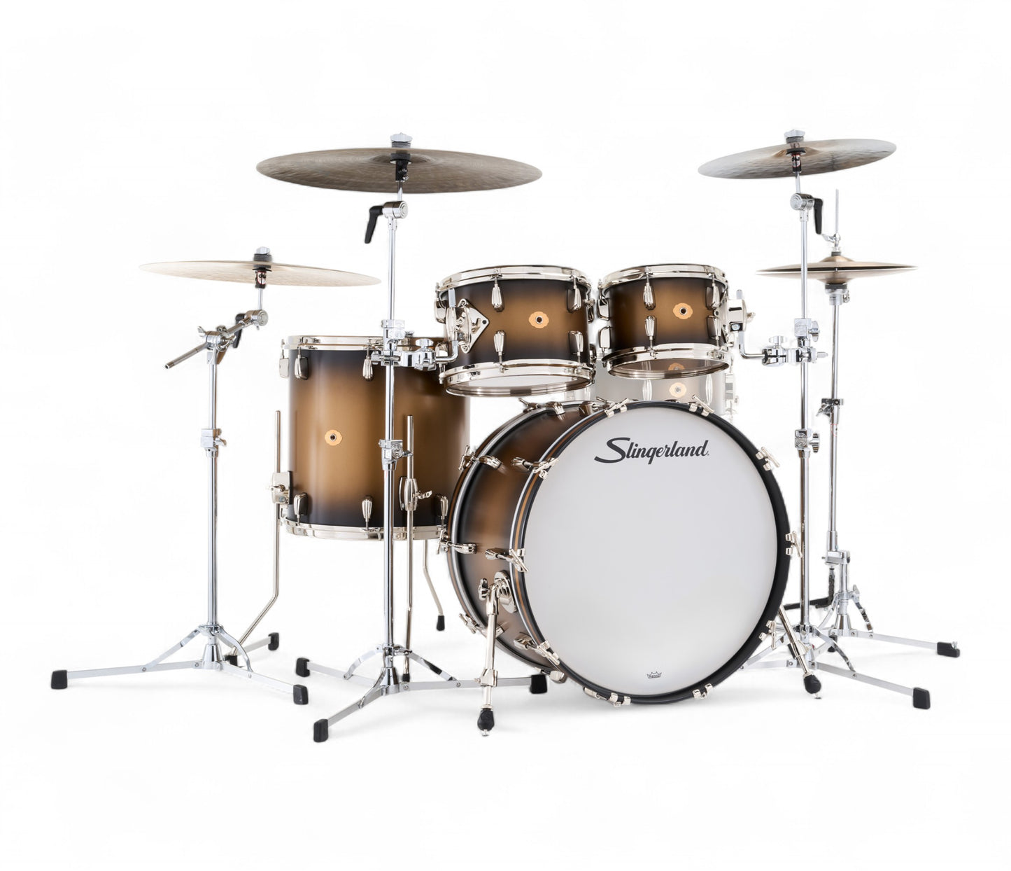 Slingerland Radio King 22" 4-Piece Shell Pack in Black & Gold Lacquer 22/10/12/21