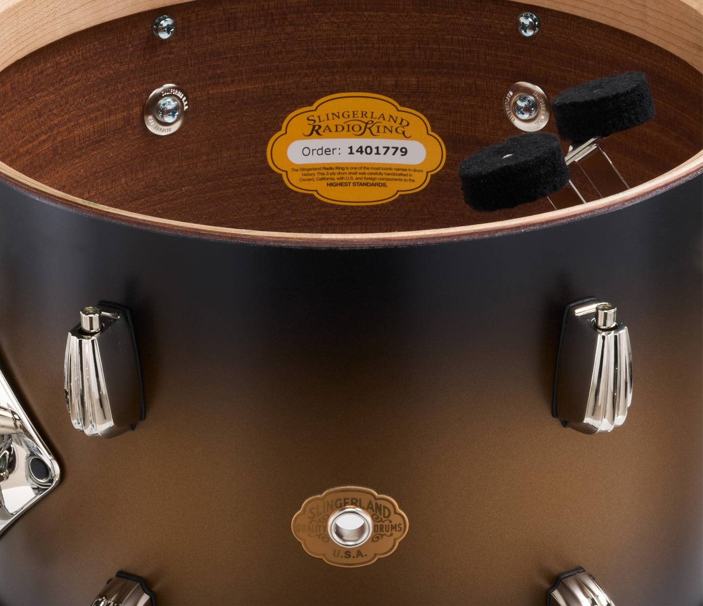 Slingerland Radio King 22" 4-Piece Shell Pack w/ Snare in Black & Gold Lacquer 22/13/16/6.5sn