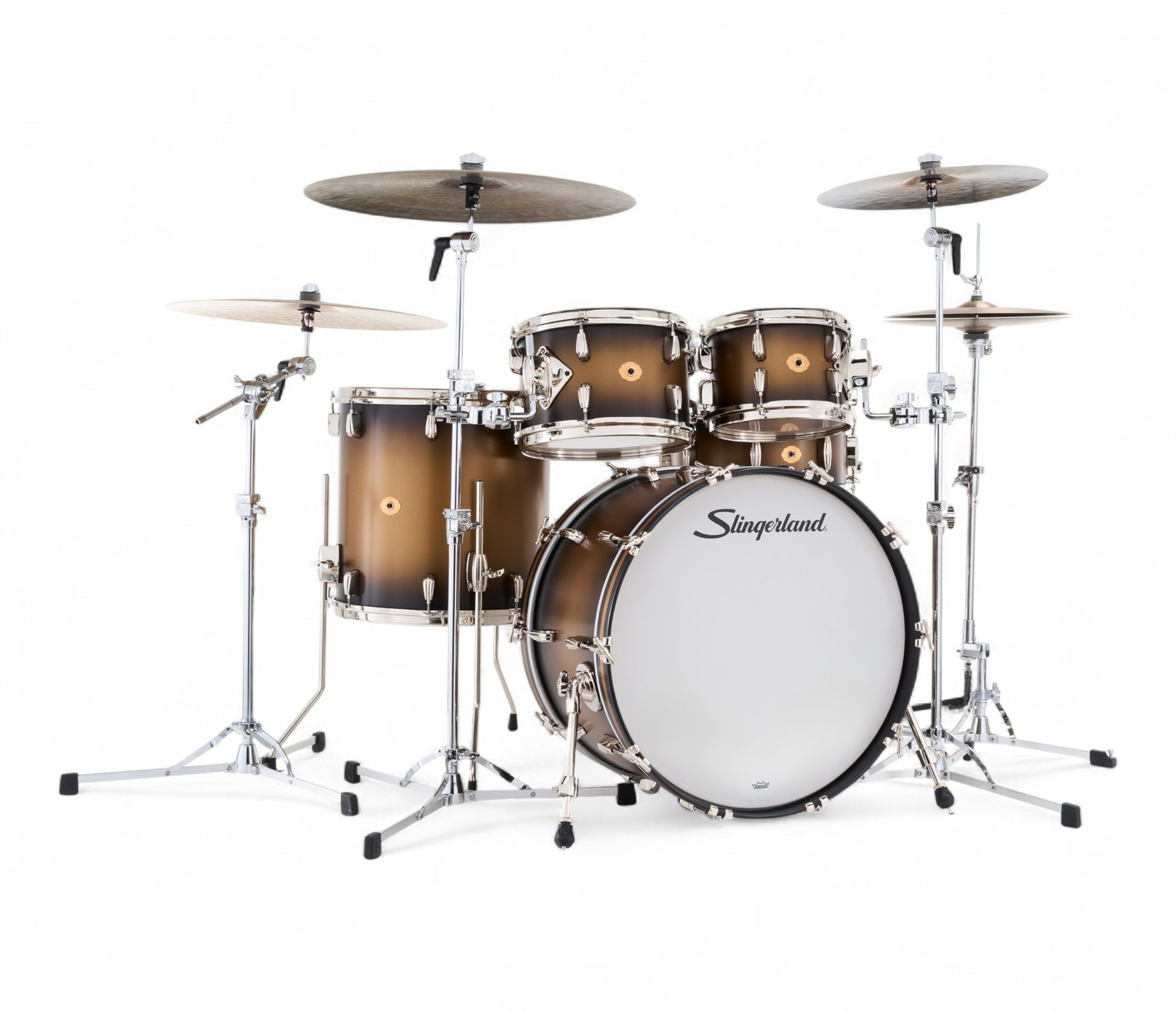 Slingerland Radio King 22" 5-Piece Shell Pack w/ Snare in Black & Gold Lacquer 22/10/12/16/6.5sn