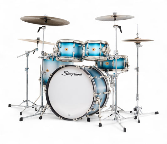 Slingerland Radio King 22" 5-Piece Shell Pack w/ Snare in Blue & Silver Lacquer 22/10/12/16/6.5sn