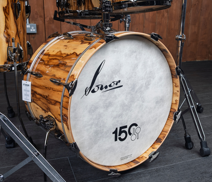 Sonor Craftsman Collection 20" 4-Piece Shell Pack in Vintage African Marble bass drum closeup