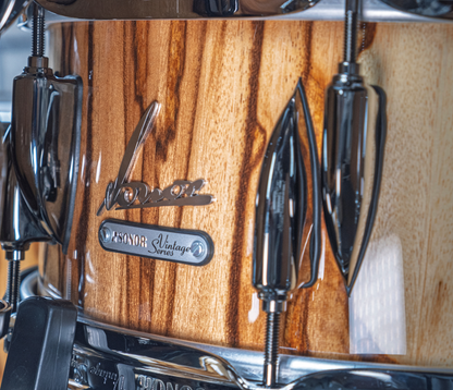 Sonor Craftsman Collection 20" 4-Piece Shell Pack in Vintage African Marble Sonor Vintage series badge closeup