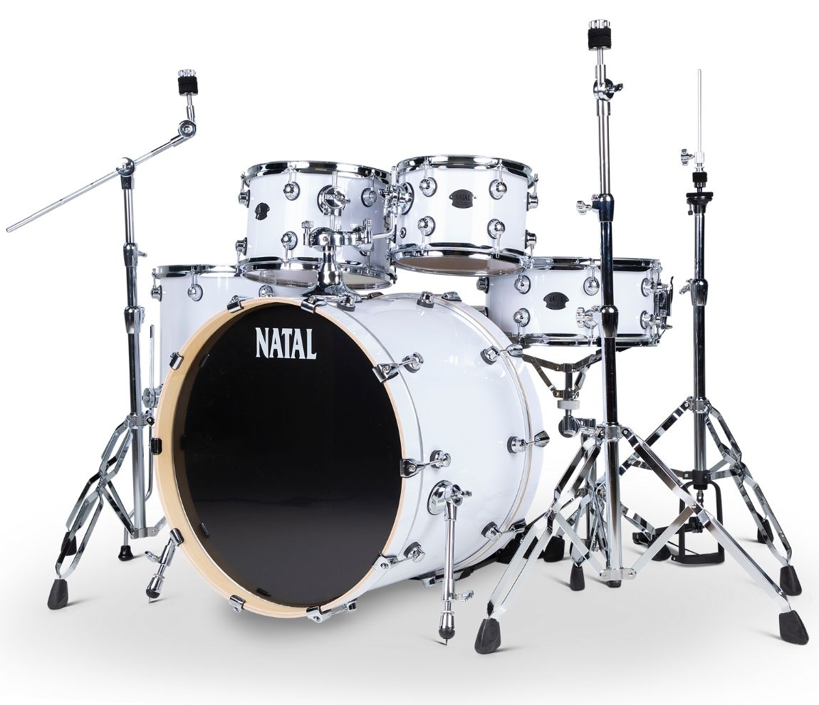 Natal Arcadia Birch US Fusion 22" 5-Piece Shell Pack in White, Natal, Acoustic Drum Kits, White, 22/10/12/16/14SD