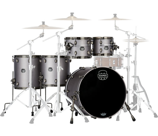 Mapex Saturn Evolution 5-Piece Birch/Walnut Blend Drum Kit, Mapex, Acoustic Drum Kits, 22" x 18" Bass Drum, 10" x 8" Tom, 12" x 9" Tom, 14" x 14" Floor Tom, 16" x 16" Floor Tom, Gun Metal Grey