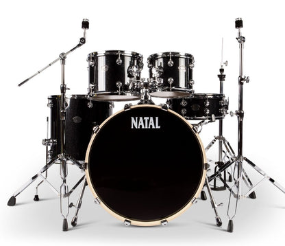 Natal Arcadia 18" 4-Piece Drum Kit in Black Sparkle with Hardware, Natal, Natal Arcadia, Poplar, Drum Kit, Acoustic Drum Kit, Black Sparkle, 18/12/14/14SD