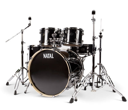 Natal Arcadia 18" 4-Piece Drum Kit in Black Sparkle with Hardware, Natal, Natal Arcadia, Poplar, Drum Kit, Acoustic Drum Kit, Black Sparkle, 18/12/14/14SD
