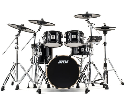 ATV aDrums Artist Expanded Electronic Drum Kit with Module, ATV, Electronic Drum Kits, Solid Black Lacquer, 18