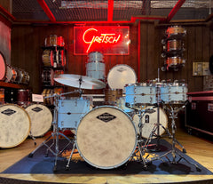 Craviotto USA Custom 4 Piece Maple Shell Pack with Walnut Inlays In Matte Sky Blue