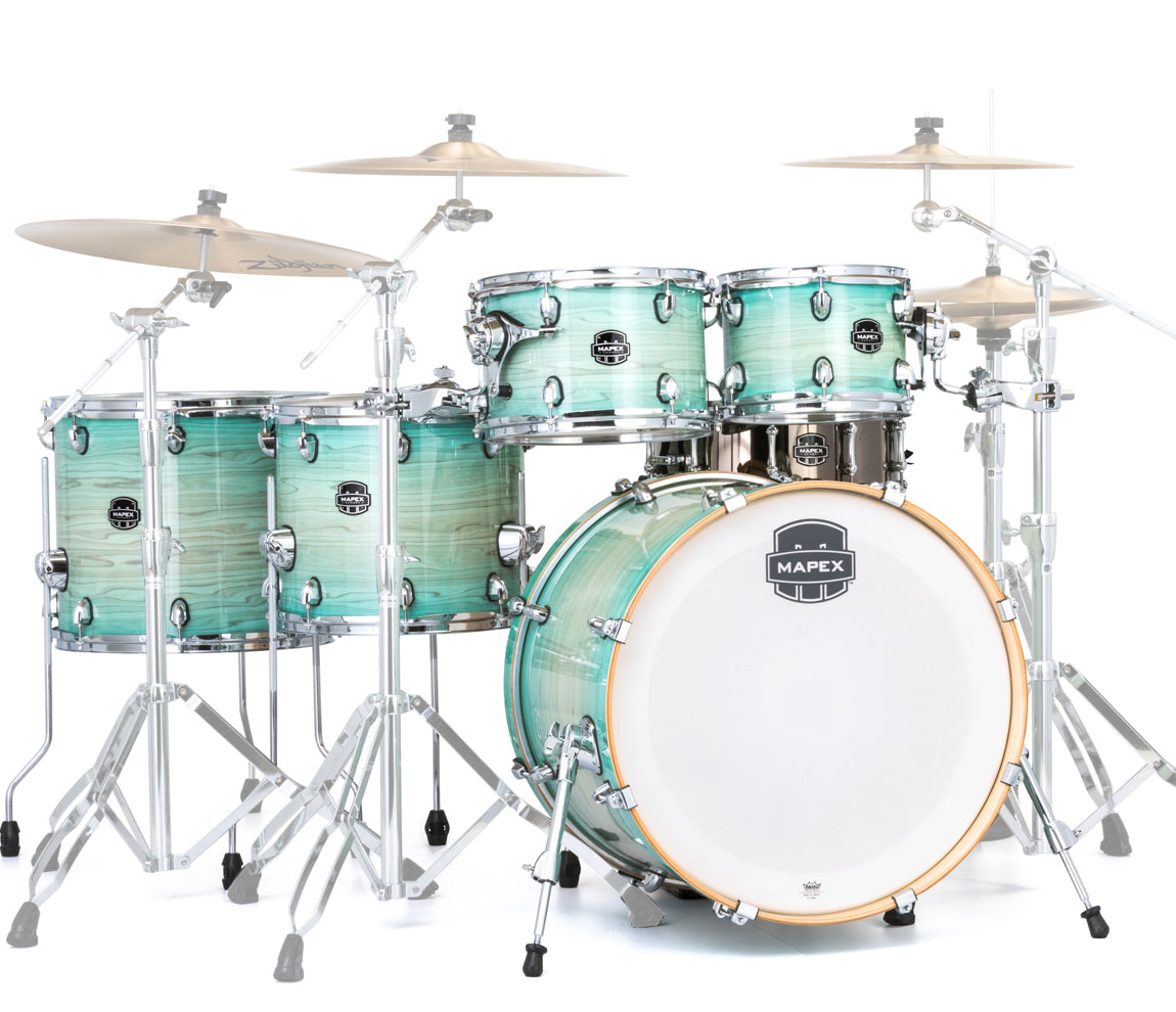 Mapex Armory Rock 6-Piece Shell Pack, Mapex, Drum Kits, Emerald Burst, Redwood Burst, Black Dawn, Ultramarine, 22" x 18" Bass Drum, 10" x 8" Tom, 12" x 9" Tom, 14" x 14" Floor Tom, 16" x 16" Floor Tom, 14" x 5.5" Snare Drum